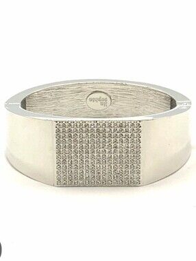 Lia Sophia Silver Women's Statement Bangle Bracelet with Pavé Detail